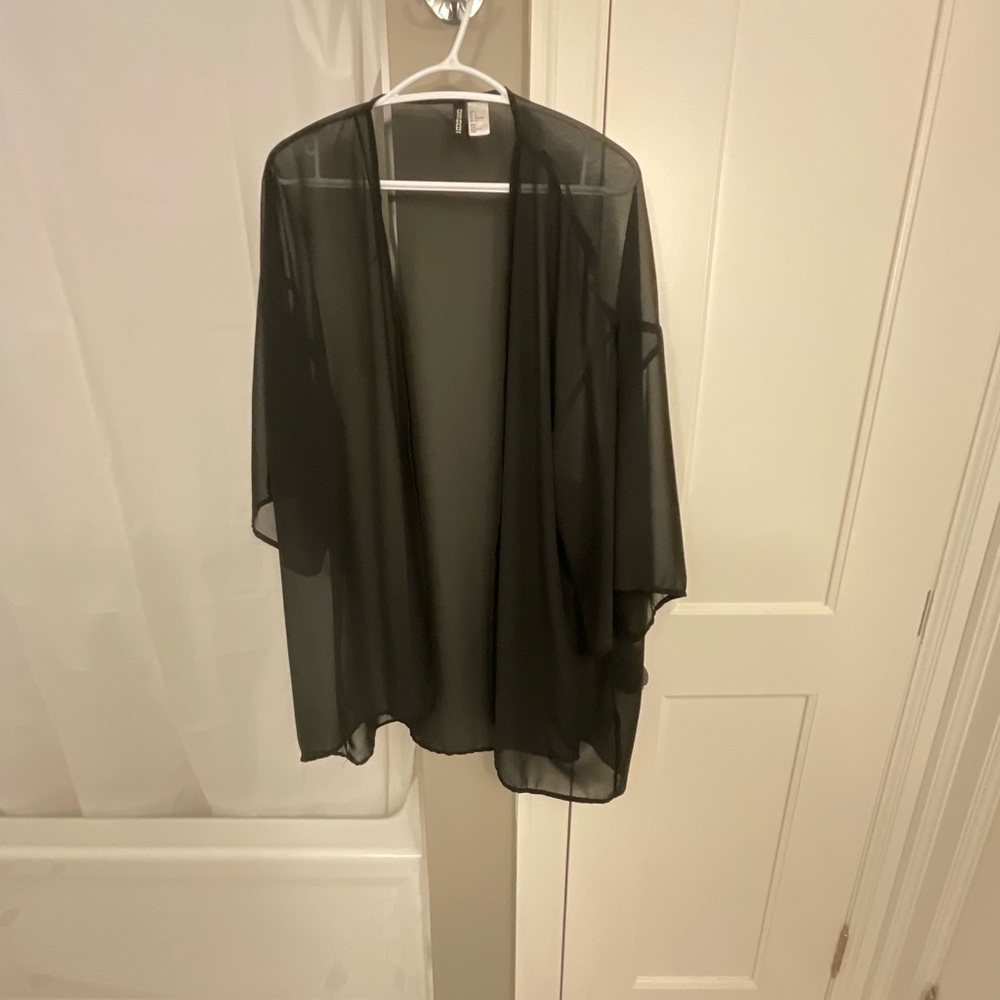 Sheer, black, oversized kimono.